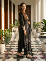 Printed Cotton Blend Kurta With Pant & Dupatta