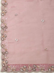 Embroidered Organza Unstitched Suit With Pant & Dupatta