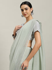 Cutdana Embroidered Chiffon Saree