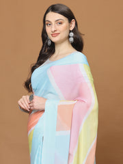 Floral Printed Chiffon Woven Saree