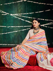 Check Printed Chanderi Saree