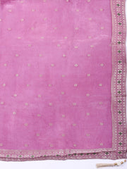 Embroidered Chanderi Unstitched Suit With Pant & Dupatta