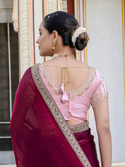 Embroidered Satin Saree