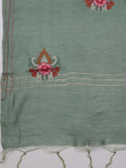 Neck Embroidered Chanderi Unstitched Suit With Dupatta