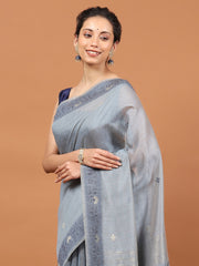 Woven Border Booti Art Silk Saree