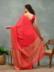 Woven Border Chiffon Woven Saree