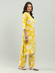 Printed Cotton Blend Kurta With Pants