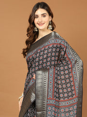 Abstract Print Art Silk Handloom Saree