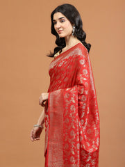 Zari Border Booti Art Silk Woven Saree