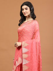 Zari Border Booti Art Silk Woven Saree