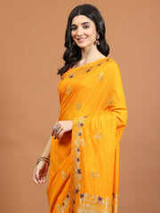 Zari Border Booti Art Silk Woven Saree