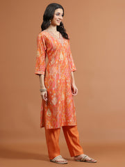 Printed Muslin Kurta With Pants