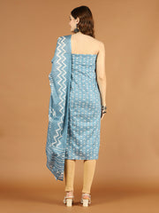 Neck Patti Printed Cotton Unstitched Suit Piece With Dupatta