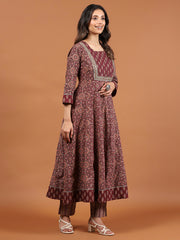 Printed Cotton Blend Suit Set with Dupatta