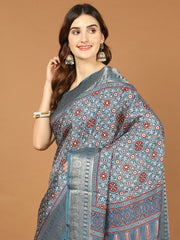 Abstract Print Art Silk Handloom Saree