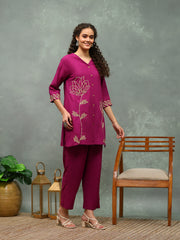 Printed Cotton Blend Kurta With Pants