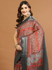 Abstract Print Art Silk Handloom Saree