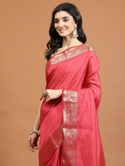 Zari Border Booti Art Silk Woven Saree