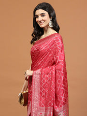 Zari Border Booti Art Silk Woven Saree