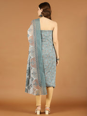Neck Patti Printed Cotton Unstitched Suit Piece With Dupatta