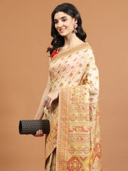 Zari Border Booti Art Silk Woven Saree