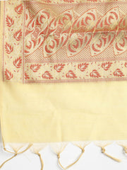 Woven Banarasi Chanderi Unstitched Suit With Dupatta