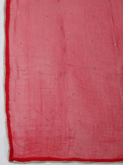 Woven Design Chanderi Red Unstitched Suit With Pant & Dupatta