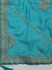 Neck Embroidered Chanderi Unstitched Suit With Dupatta