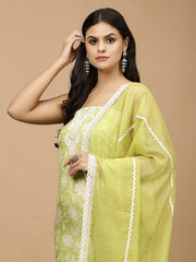 Printed Cotton Unstitched Suit With Dupatta