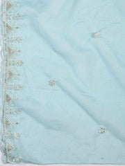 Neck Embroidered Chanderi Unstitched Suit With Dupatta