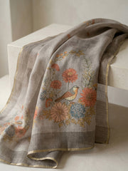 Embroidered Cotton Blend Unstitched Suit With Pant & Dupatta