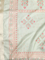 Embroidered Art Silk Unstitched Suit With Dupatta