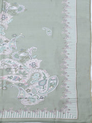 Embroidered Muslin Unstitched Suit With Pant & Dupatta