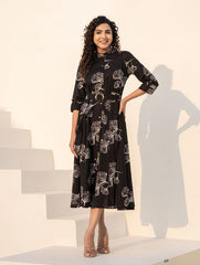 Printed Cotton Blend Dress