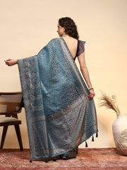 Embroidered Satin Saree