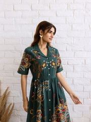 Resham Embroidered Cotton Blend Dress