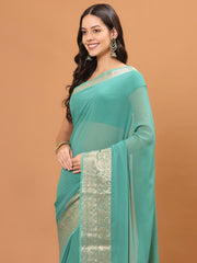 Plain Zari Border Woven Saree