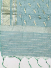 Embroidered Chanderi Unstitched Suit With Pant & Dupatta