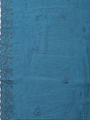 Embroidered Cotton Blend Unstitched Kurta With Pant & Dupatta