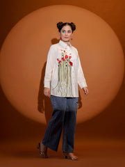 Thread Embroidery Cotton Blend Shirt