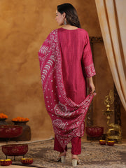 Printed Muslin Kurta With Pants & Dupatta