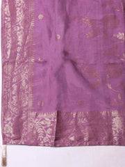 Embroidered Chanderi Unstitched Suit With Pant & Dupatta