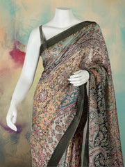 Printed Tussar Black Multi Saree