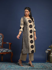 Printed Cotton Kurta With Pant & Dupatta