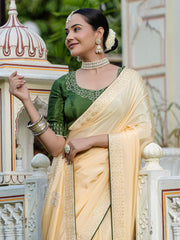 Embroidered Chinon Saree