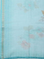 Embroidered Chanderi Unstitched Kurta With Pant & Dupatta