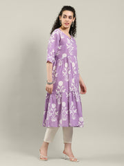 Neck Printed Cotton Blend Kurta