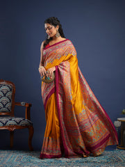 Digital Printed Art Silk Unstitched Suit With Pant & Dupatta