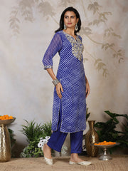 Embroidered Georgette Kurta With Pants & Dupatta