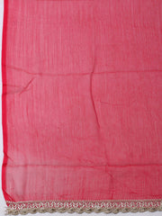 Woven Design Chanderi Rani Unstitched Suit With Pant & Dupatta